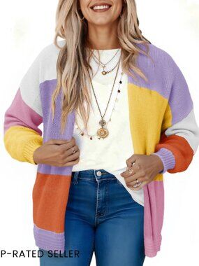 Oversized Boho Cardigan Chunky Knit Open Front Sweater Retro Casual Loose Fit